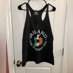 LOST GODS Ireland Emerald Isle Racerback Tank Heather Black Boho Festival Top